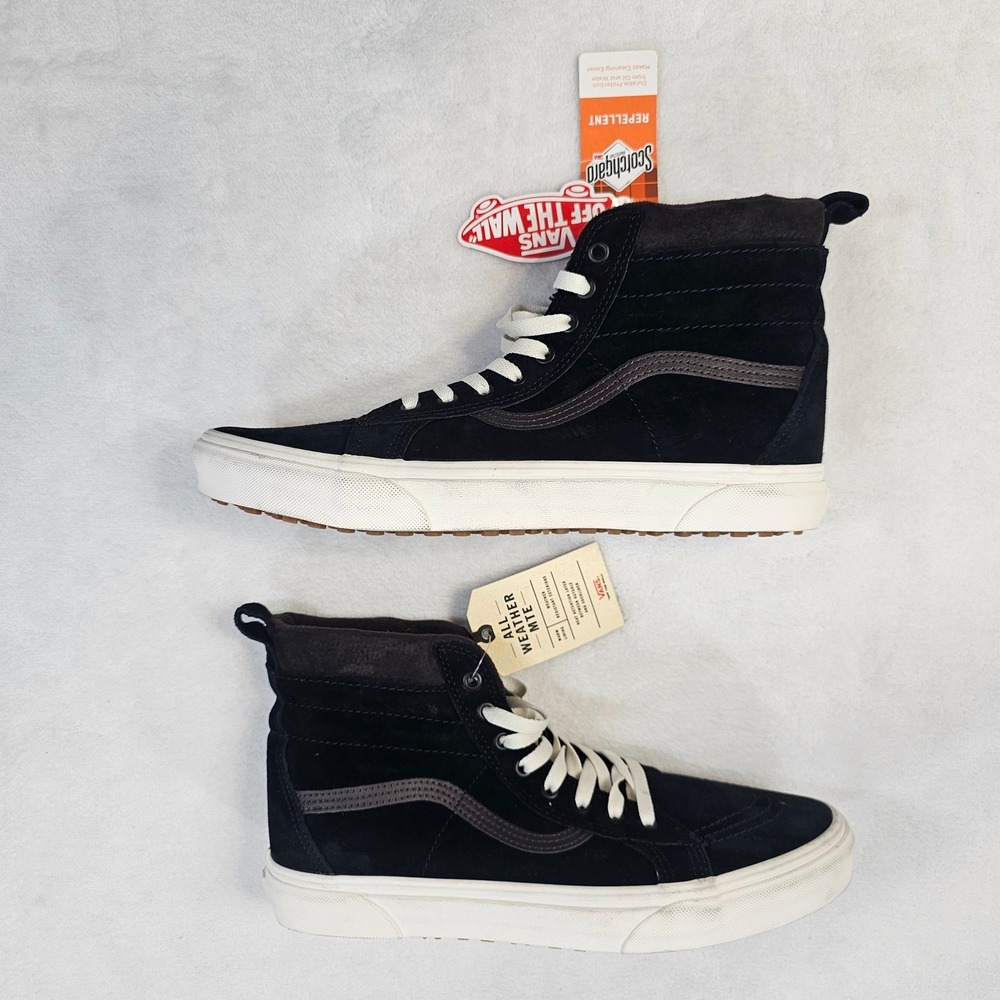 Vans Sk8-Hi MTE All Weather Black Brown Marshmallow Suede Sneakers Mens 11.5